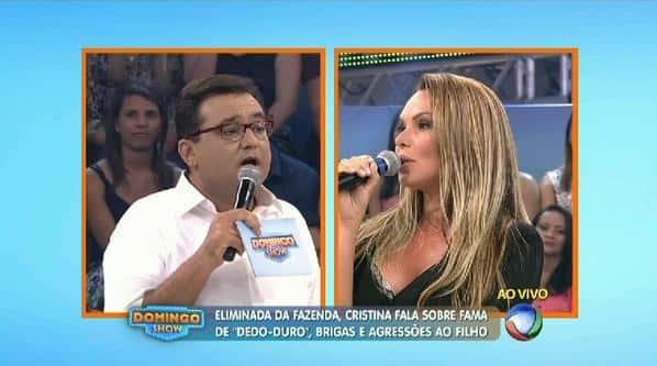 Cristina Mortágua criticou Geraldo ao vivo (Foto: Reprodução/TV Record)