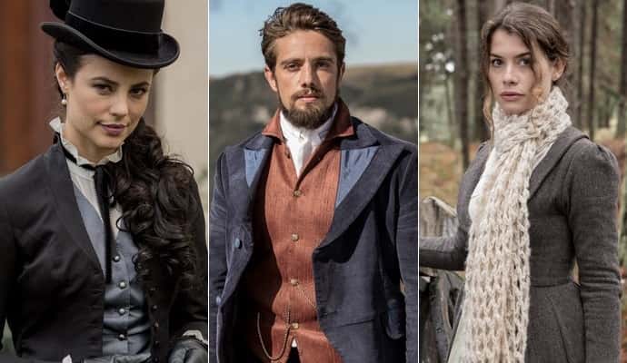 Paolla Oliveira, Rafael Cardoso e Alinne Moraes em "Além do Tempo" (Foto: Divulgação/Globo/Montagem)