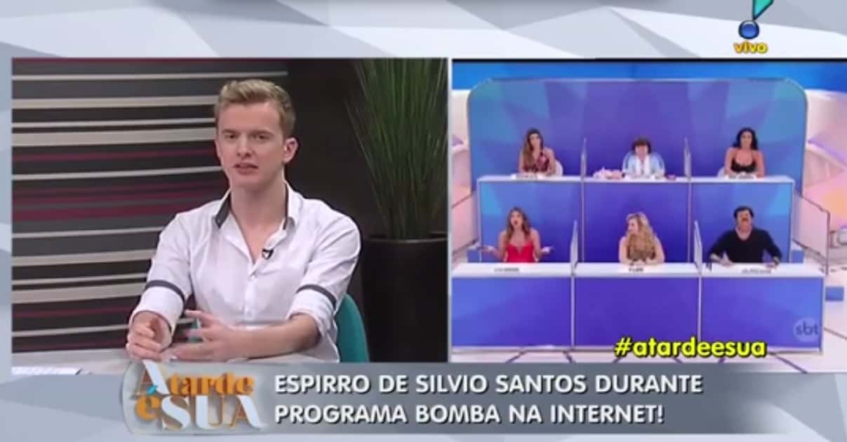 Aaron Racanicchi representando o TV FOCO no "A Tarde é Sua" da RedeTV! (Foto reprodução)