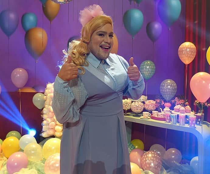 Tiago Abravanel vestido de Meghan Trainor (Foto: Divulgação)