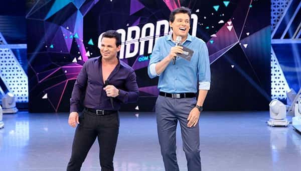 Eduardo Costa e Celso Portiolli no "Sabadão" (Foto: Divulgação/SBT)