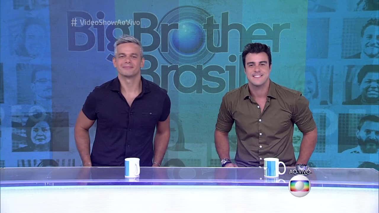 Otaviano Costa e Joaquim Lopes no comando do "Vídeo Show" (Foto: Reprodução/Globo)