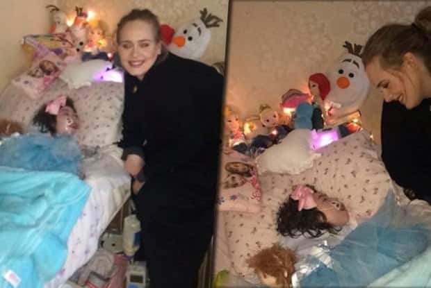 Cantora Adele em turnê pela Irlanda do Norte ao visitar fã.