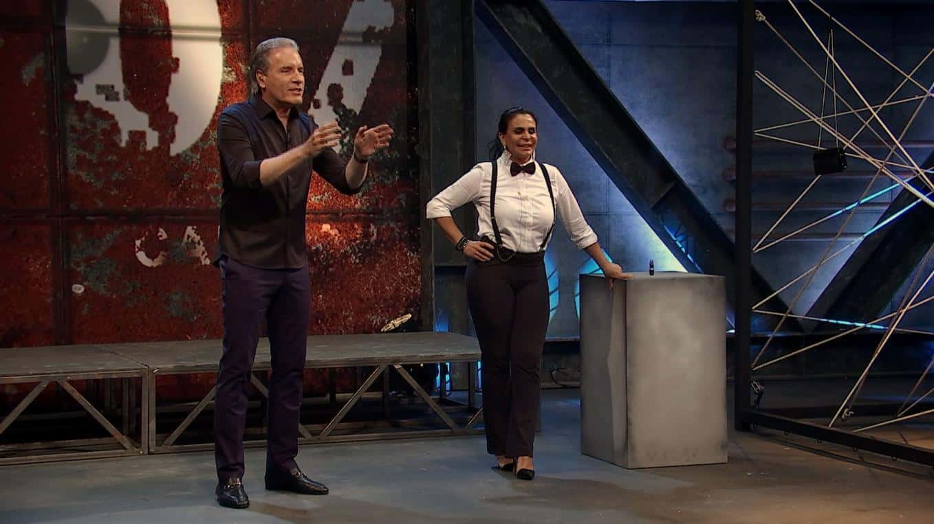 Roberto Justus e Gretchen no "Power Couple" de ontem (26) (Foto: Divulgação/Record)