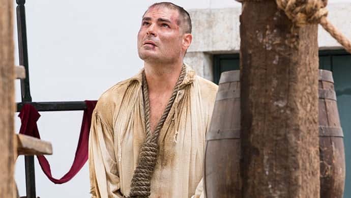 Thiago Lacerda na cena do enforcamento de Tiradentes em "Liberdade, Liberdade" (Foto: Felipe Monteiro/Gshow)