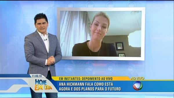 Cesar Filho e Ana Hickmann (via Skype) no "Hoje em Dia" (Foto: Reprodução/Record)