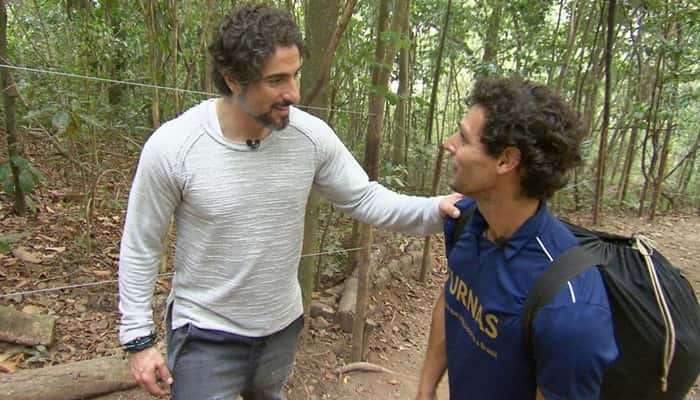 Marcos Mion e Caio Afeto durante gravação do "Legendários" (Foto: Divulgação/Record)