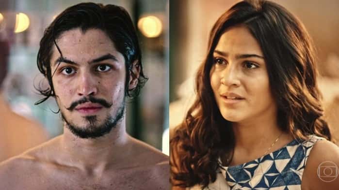 Miguel (Gabriel Leone) e Olívia (Giulia Buscacio) em cenas de "Velho Chico" (Foto: Reprodução/Globo)