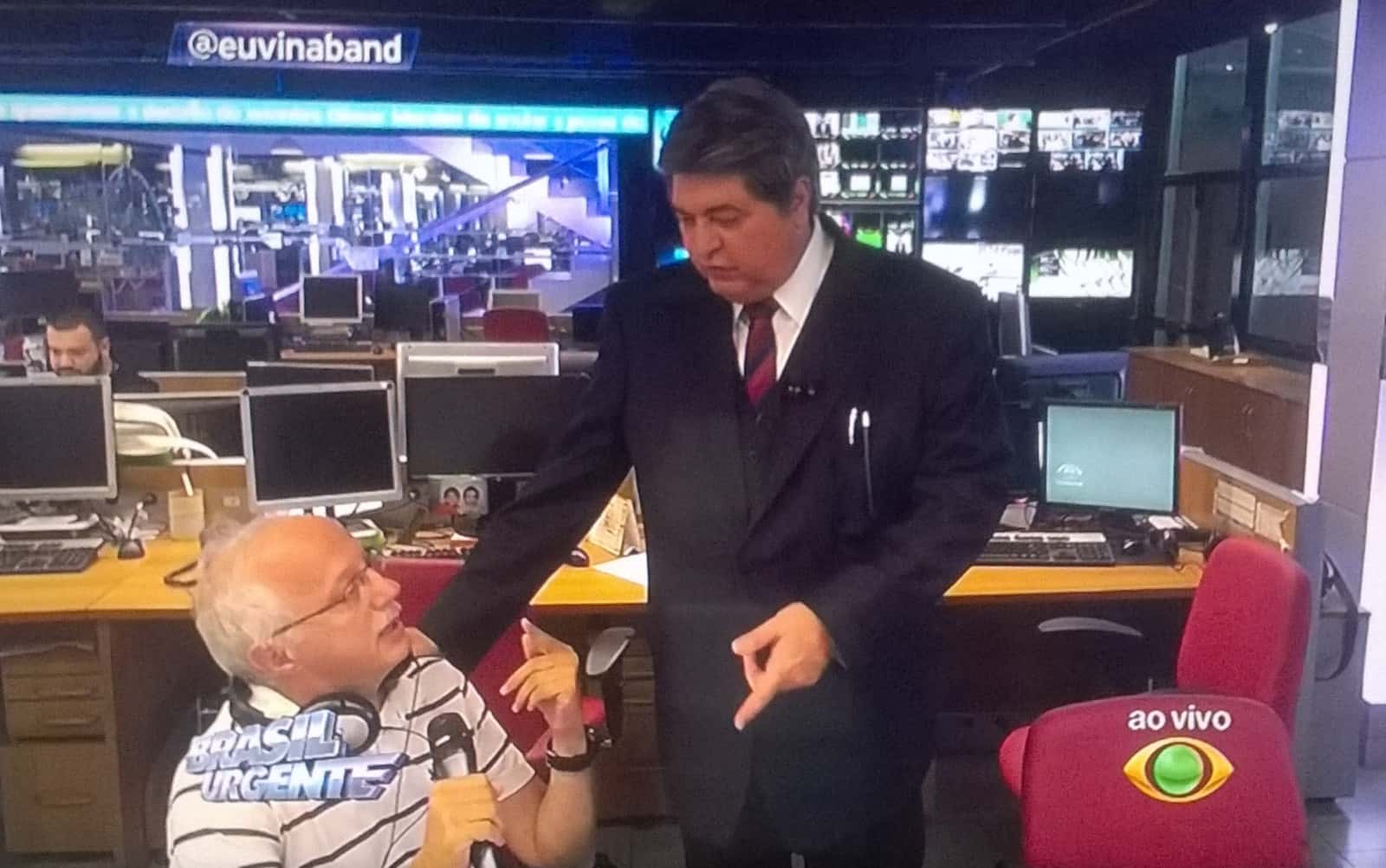 Datena na Redação da Band. (Foto: Reprodução)