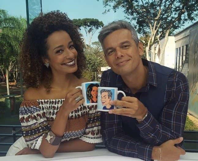 Alinne Prado e Otaviano Costa no Vídeo Show (Foto: Divulgação)