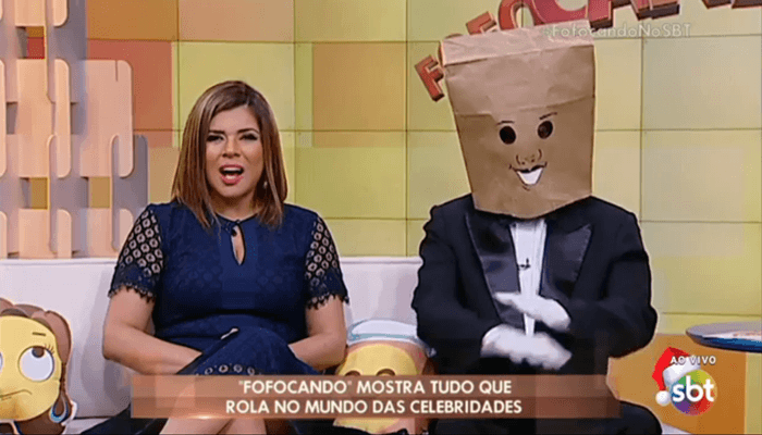 Mara Maravilha e Homem do Saco no "Fofocando" (Foto: Reprodução/SBT)