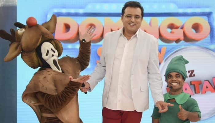 Geraldo Luís e sua trupe no "Domingo Show". (Foto: Antonio Chahestian/Record)