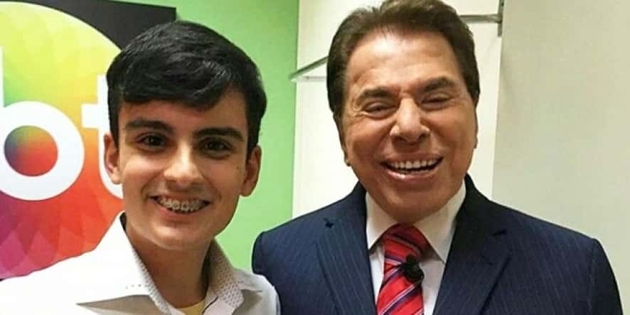 Dudu Camargo e Silvio Santos nos bastidores do SBT (Foto reprodução)