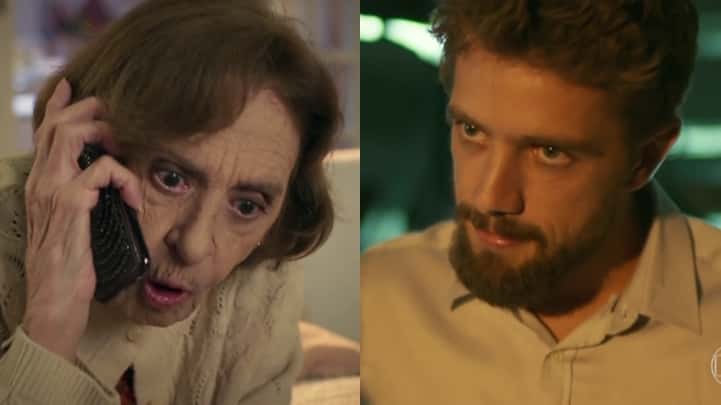 Sinhá (Laura Cardoso) e Cesar (Rafael Cardoso) em cenas de "Sol Nascente" (Foto: Reprodução/Globo/Montagem)