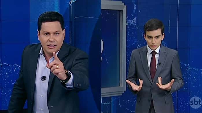 Marcão do Povo e Dudu Camargo no comando do "Primeiro Impacto" à tarde (Foto: Reprodução/SBT)