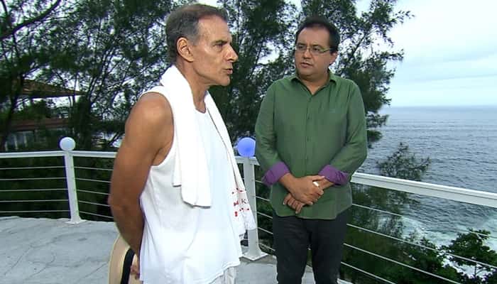 Mário Gomes em entrevista a Geraldo Luís (Foto: Divulgação/Record)