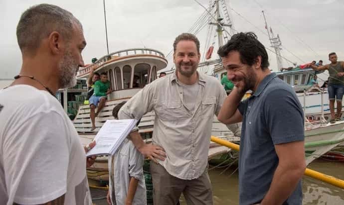 Dan Stulbach e Rodrigo Lombardi em gravações de "A Força do Querer". (Foto: Divulgação/TV Globo)