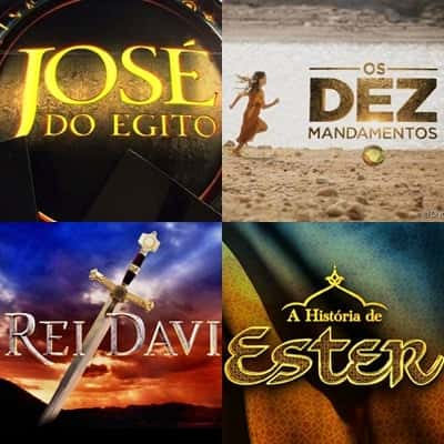 Algumas produções bíblicas da Record TV. (Foto: Montagem/Divulgação/Reprodução)