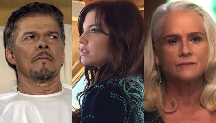 Tião (José Mayer), Marina (Alice Wegmann) e Magnólia (Vera Holtz) em "A Lei do Amor" (Foto: Reprodução/Divulgação/Globo)