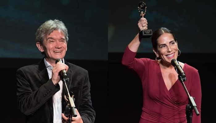 Serginho Groisman Glória Pires no Brazilian International Press Awards (Foto: Globo/Fabiano Silva)
