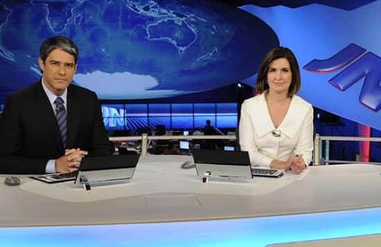 William Bonner e Fátima Bernardes dividindo a bancada no "JN" (Foto: Reprodução/Globo)