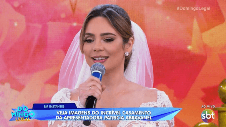 Rachel virou modelo de vestido de noiva no "Domingo Legal" (Foto: Reprodução/SBT)