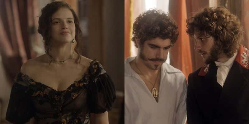 Atores em cena na novela de época "Novo Mundo" (Foto: Globo/Montagem/Tv Foco)