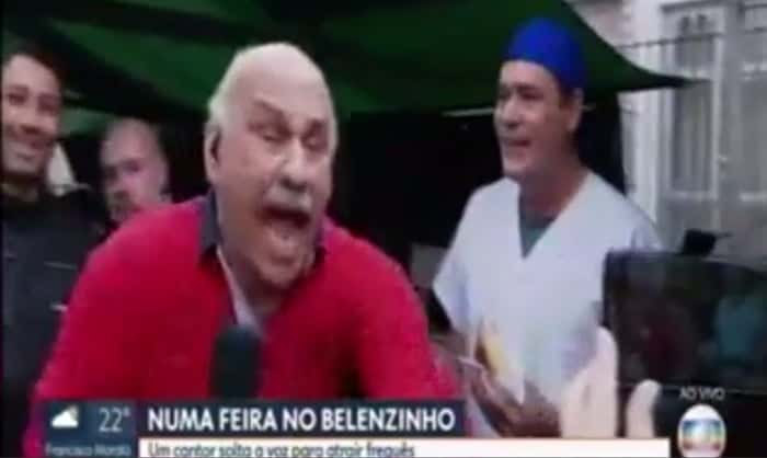 Márcio Canuto empurra mulher ao vivo. (Foto: Reprodução/TV Globo)
