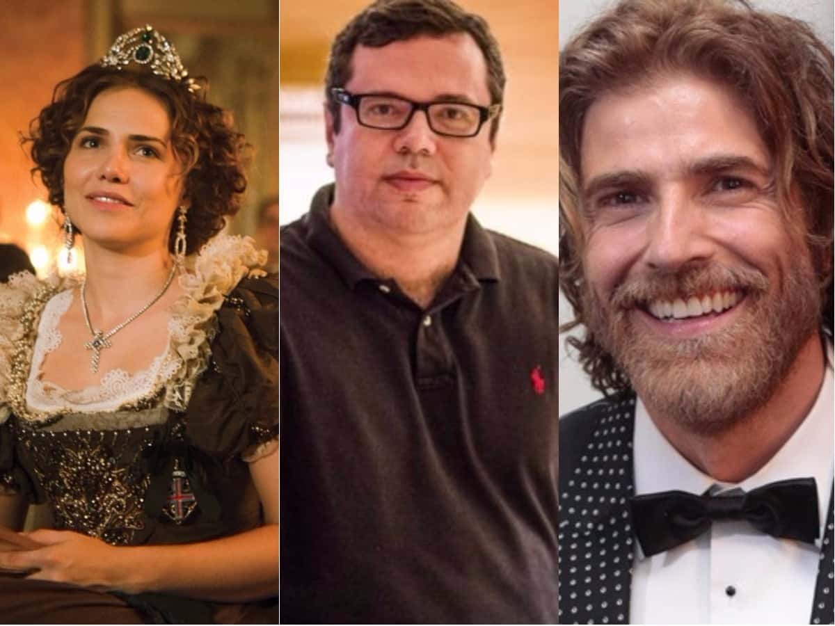 Léticia Collin, o autor João Emanuel Carneiro e o ator Reynaldo Gianecchini (Foto montagem: TV Foco)