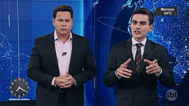 Marcão do Povo e Dudu Camargo no Primeiro Impacto (Foto: Reprodução/SBT)