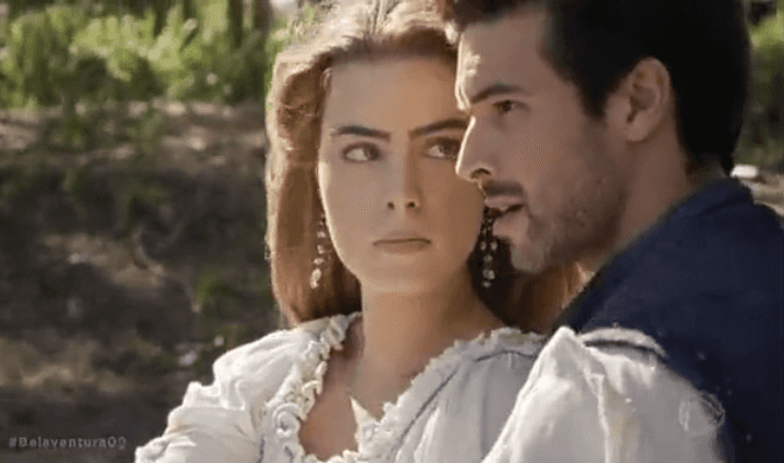 Pietra (Rayanne Morais) e Enrico (Bernardo Velasco) em cena de "Belaventura" (Foto: Reprodução/Record)