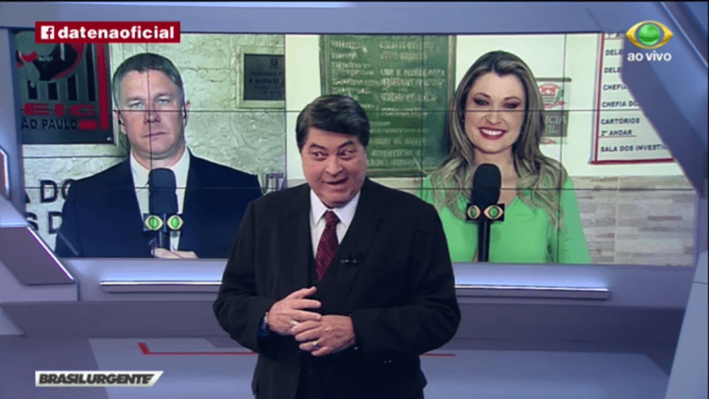 Datena e repórteres do "Brasil Urgente" (Foto: Reprodução)