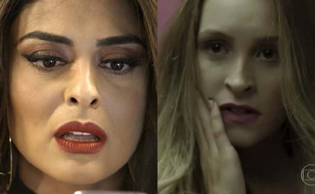 Juliana Paes e Carla Fiaz sofrem durante gravações de "A Força do Querer". (Foto: Reprodução/Montagem/TV Foco)