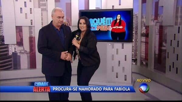 Fabíola Gadelha com o colega no Cidade Alerta. Foto - reprodução.