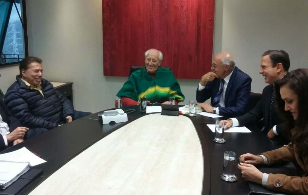 Silvio Santos em reunião com Zé Celso, João Dória e Geraldo Alckmin (Foto: Reprodução)