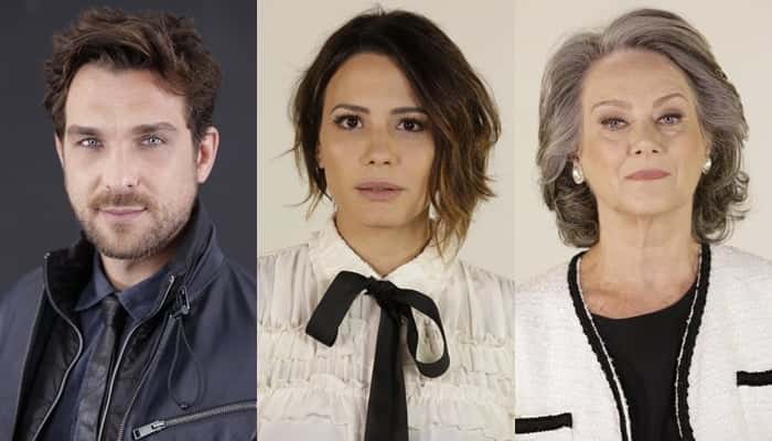 Igor Rickli, Juliana Knust e Selma Egrei em Apocalipse (Fotos: Munir Chatack/Record)