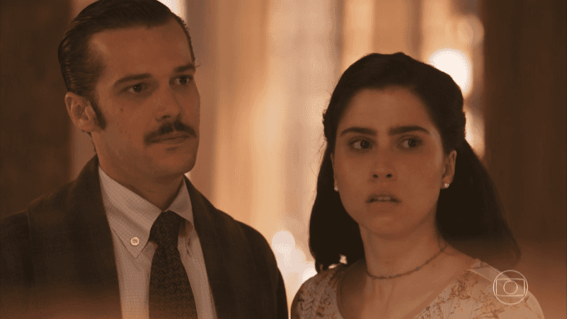 Fernão (Jayme Matarazzo) e Tereza (Olívia Torres) em cena de Tempo de Amar (Foto: Reprodução/Globo)