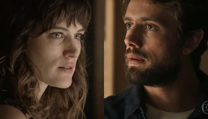 Clara (Bianca Bin) e Renato (Rafael Cardoso) em cena de O Outro Lado do Paraíso (Foto: Divulgação/Globo/Montagem TV Foco)