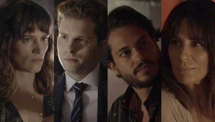Clara, Patrick, Laerte e Duda em cenas de O Outro Lado do Paraíso (Foto: Divulgação/Globo/Montagem TV Foco)