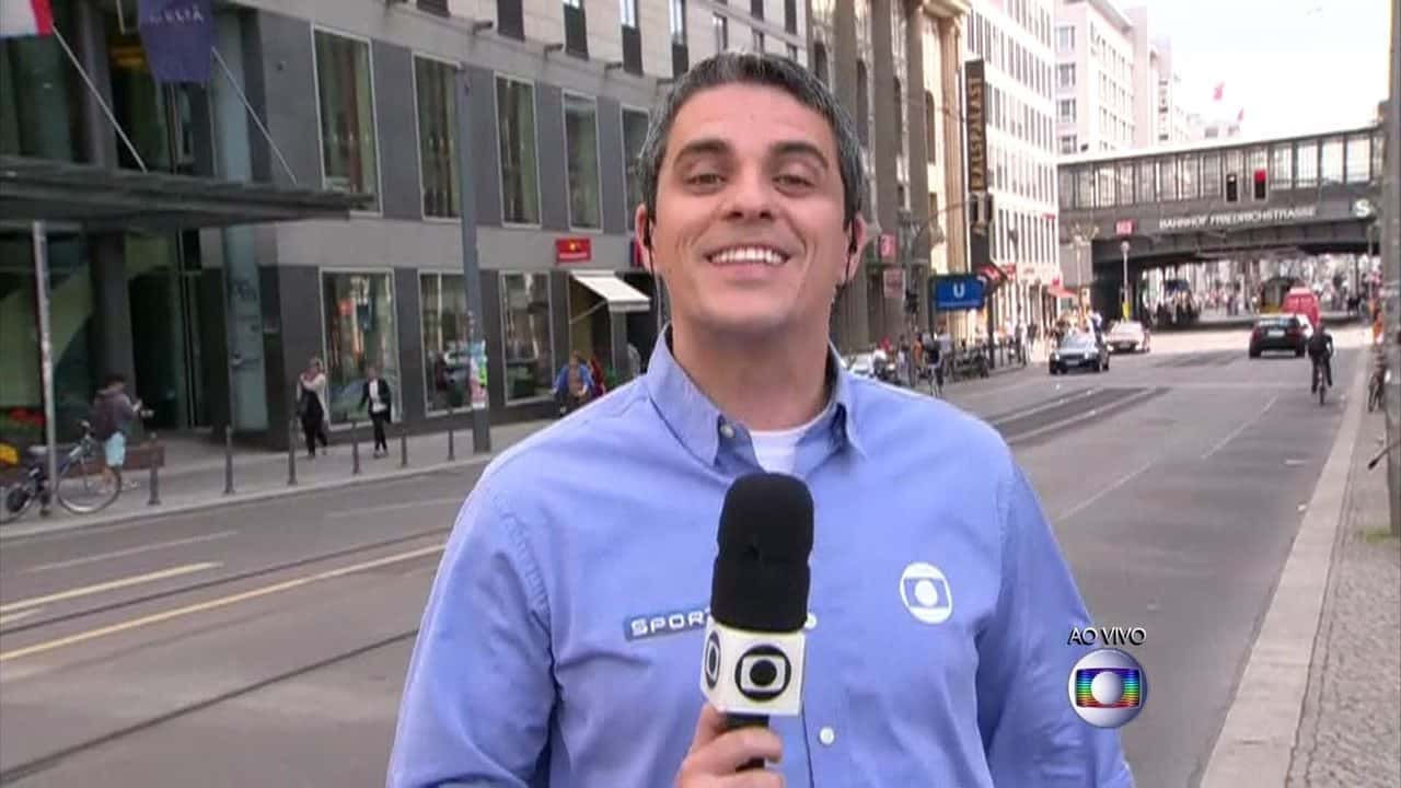 De Berlim, André Gallindo em link ao vivo (Foto: Reprodução)