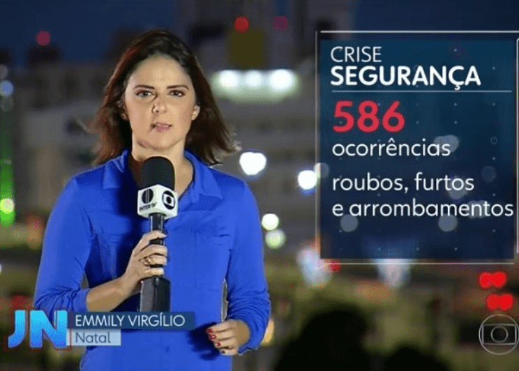 Apresentadora em link ao vivo na Globo (Foto: Reprodução)