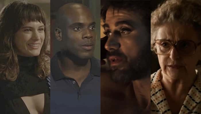 Clara, Cido, Samuel e Adnéia em O Outro Lado do Paraíso (Foto: Globo/Montagem TV Foco)