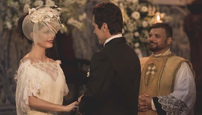 Maria Vitória (Vitoria Strada) e Vicente (Bruno Ferrari) em cena de Tempo de Amar (Foto: Isabella Pinheiro/Gshow)