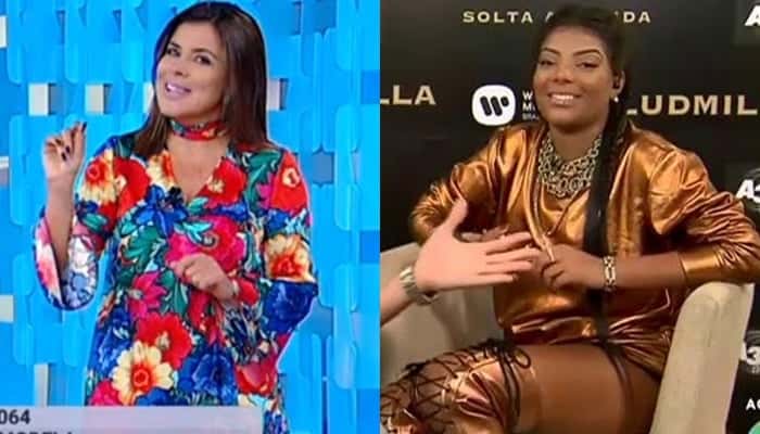 Mara Maravilha e Ludmilla se estranharam durante o programa Fofocalizando. (Foto: Reprodução/SBT)