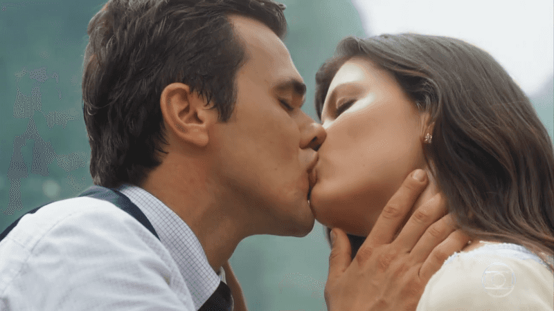 Vicente (Bruno Ferrari) e Maria Vitória (Vitoria Strada) em Tempo de Amar (Foto: Reprodução/Globo)