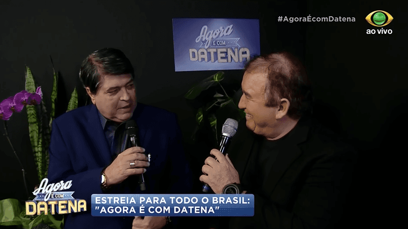 Na estreia do Agora é com Datena, apresentador recebeu Amado Batista. (Foto: Reprodução/Band)