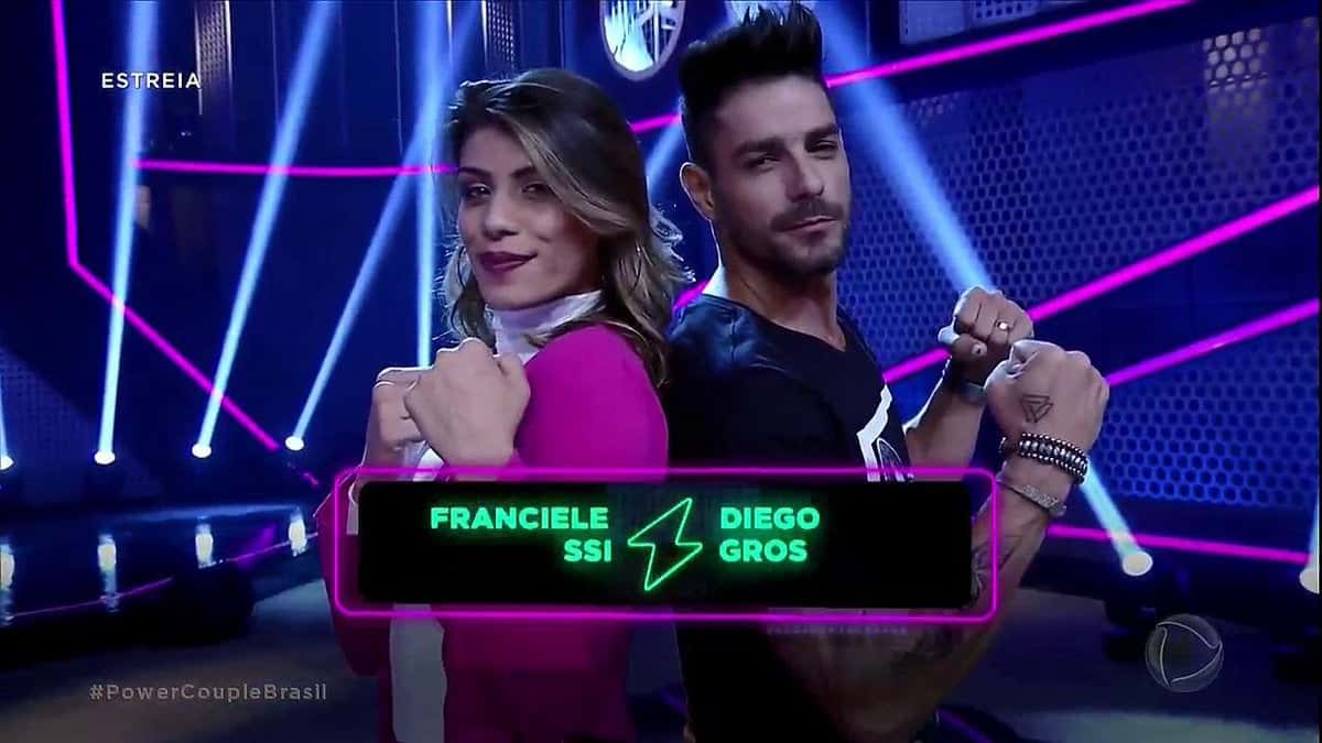 Franciele e Diego Grossi em reality de casais (Foto: Reprodução)