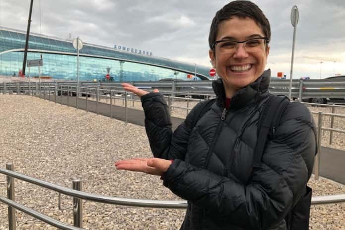 Sandra está na Russia (Foto: Reprodução)