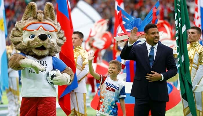 Ronaldo Fenômeno na cerimônia de abertura da Copa do Mundo da Rússia (Foto: Kai Pfaffenbach/Reuters)