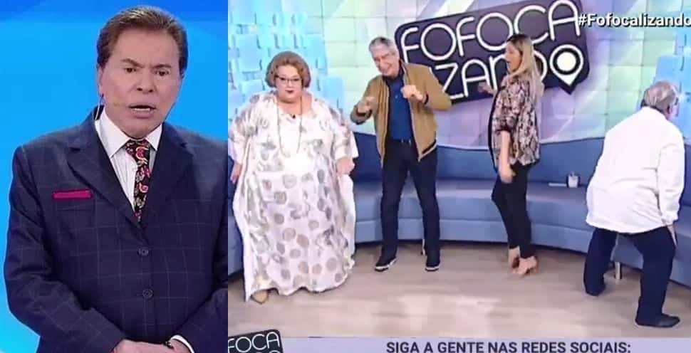 Silvio Santos e os apresentadores do Fofocalizando (Foto: Reprodução)